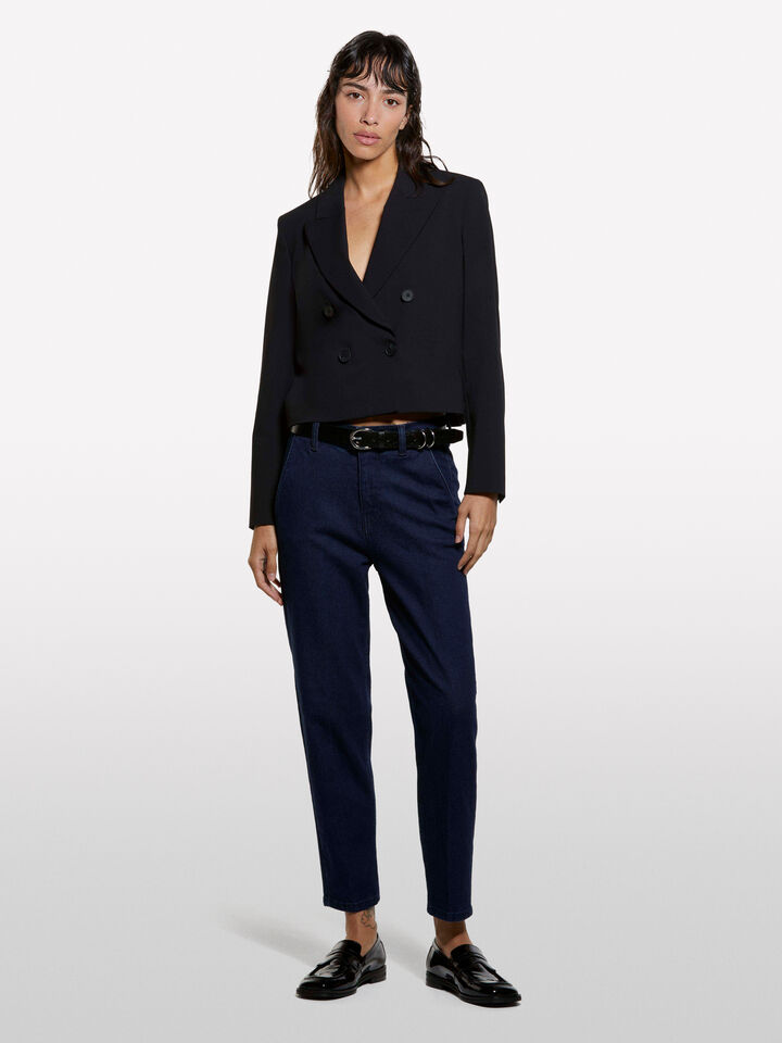 Dunkelblaue Slim Fit-Chinojeans Style 71 - slim fit jeans für damen - Dunkelblau | Sisley image number 1